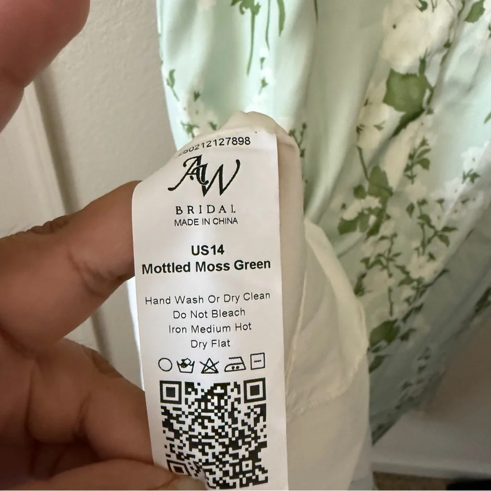 AW‎ Bridal Sz 14 Ginevra Mottled Moss Green Dress